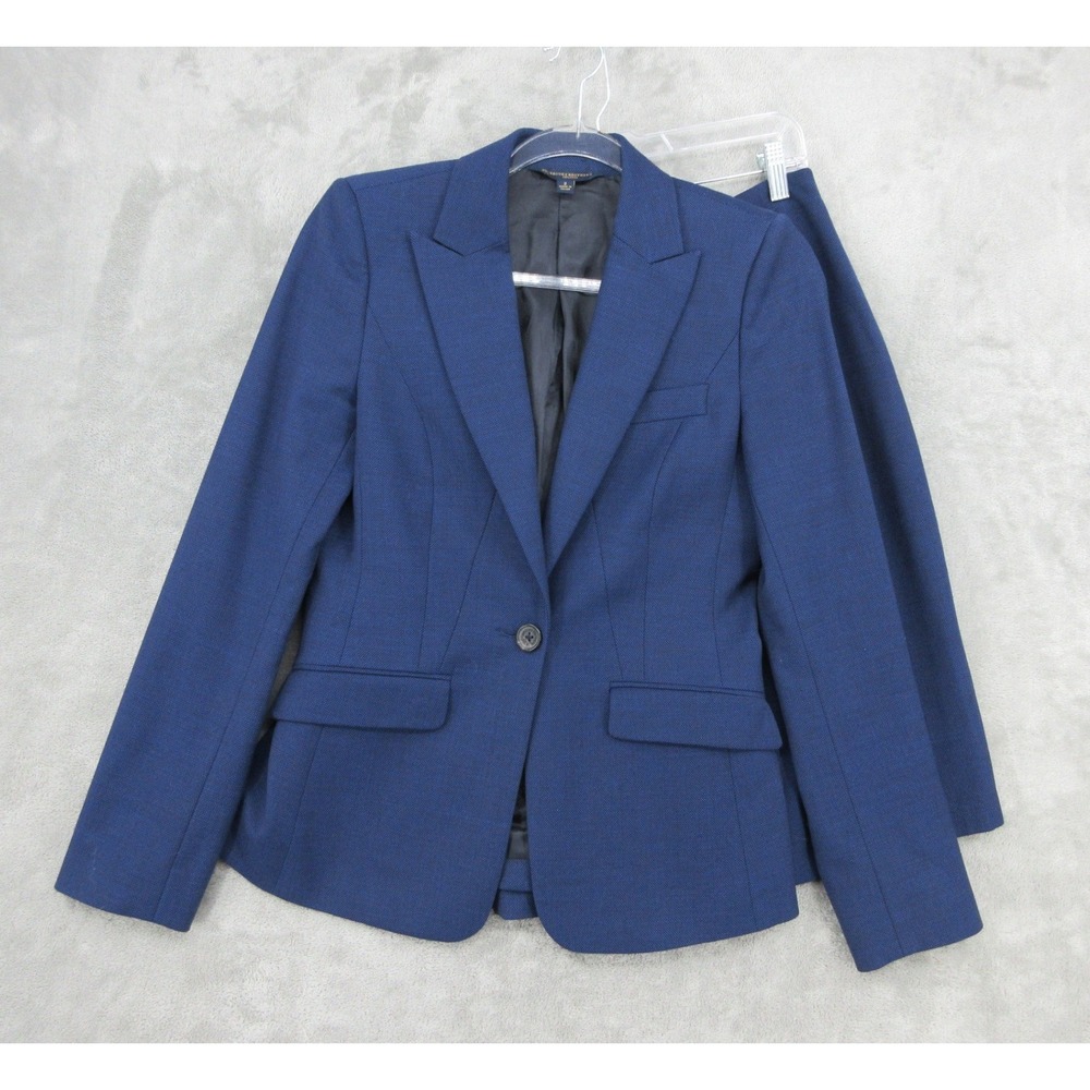 Brooks Brothers Skirt Suit Womens Size 2 Explorer Wool Blazer Pencil Luxury Zip